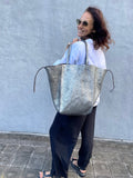 Genuine leather silver tote shopper big bag / everyday purse / handmade bags / designer bags / summer bag / gift for her — Red