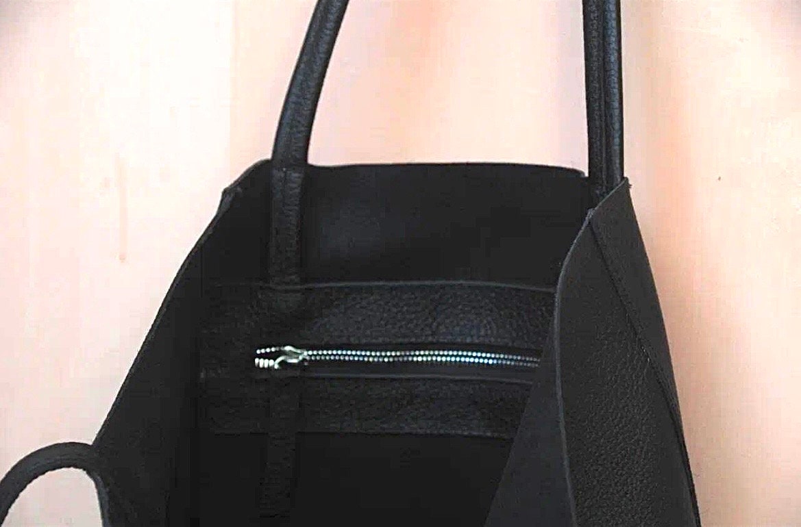 Genuine Leather Tote Bag — Black