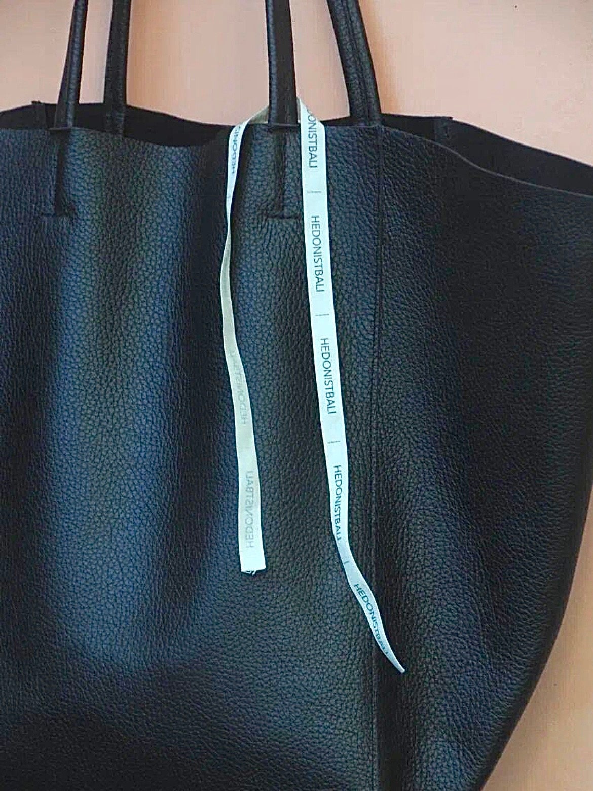 Genuine Leather Tote Bag — Black