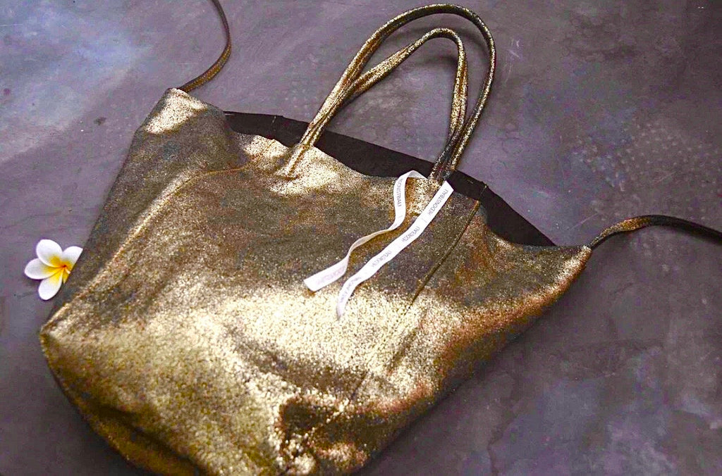 Genuine leather gold tote shopper big bag / everyday purse / handmade bags / designer bags / metallic summer bag / gift for her — Red