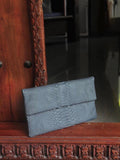 Genuine Python Skin Flat Clutch — Grey
