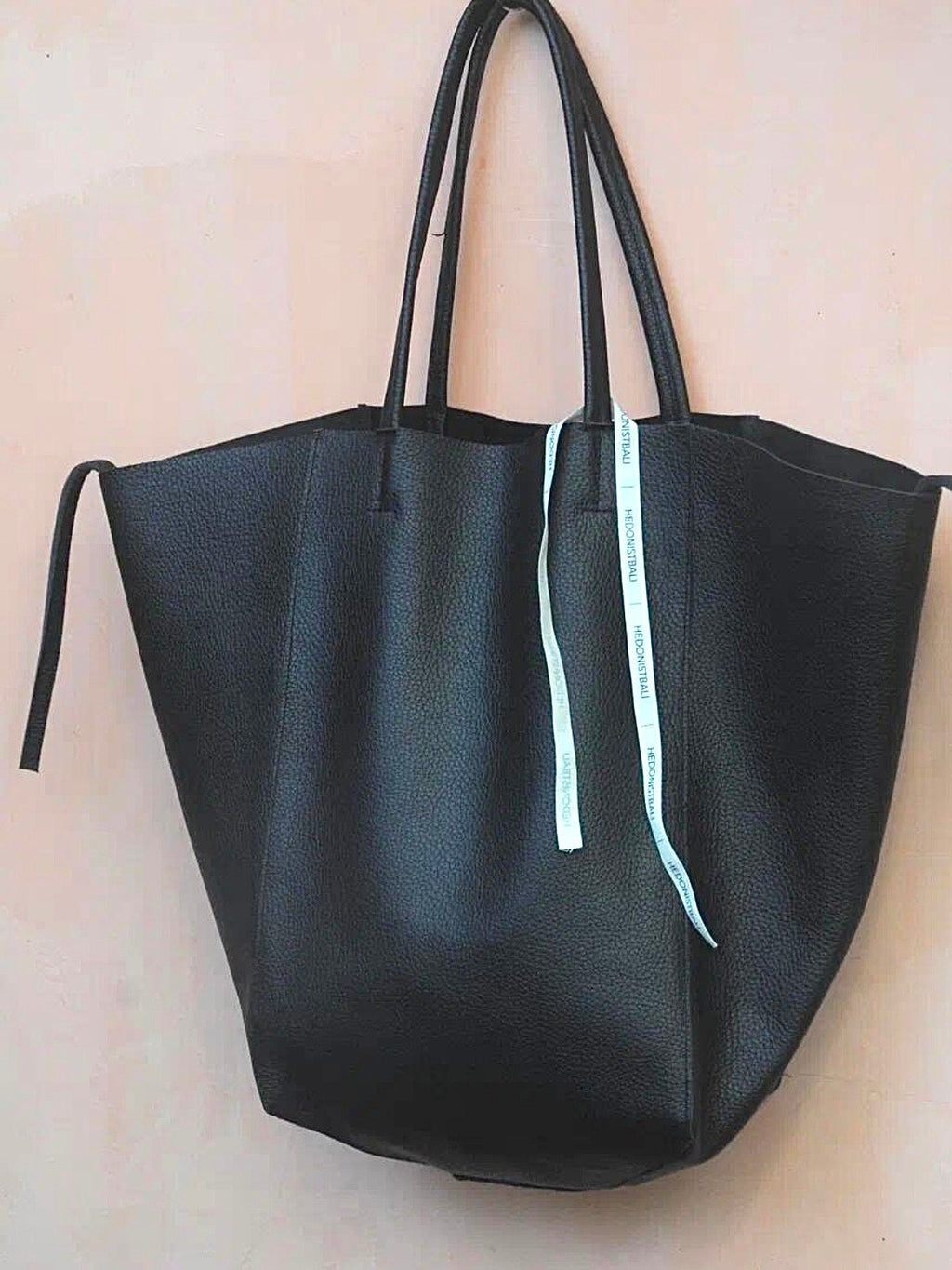 Genuine Leather Tote Bag — Black