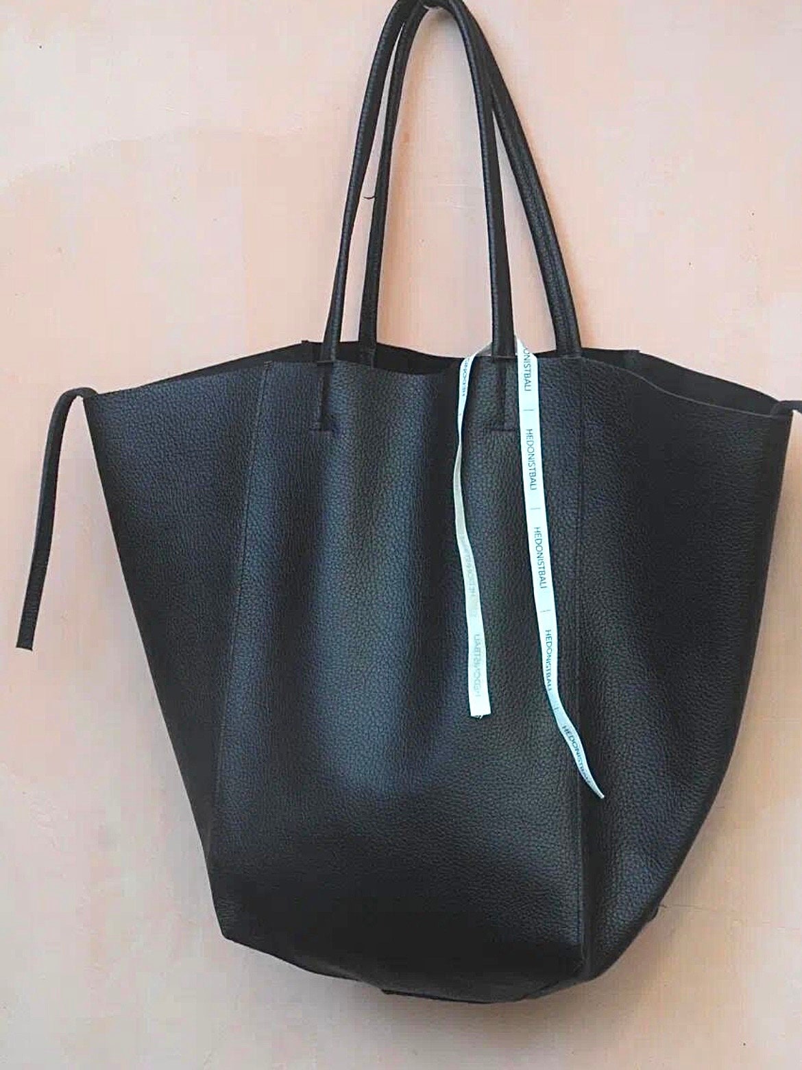 Genuine Leather Tote Bag — Black