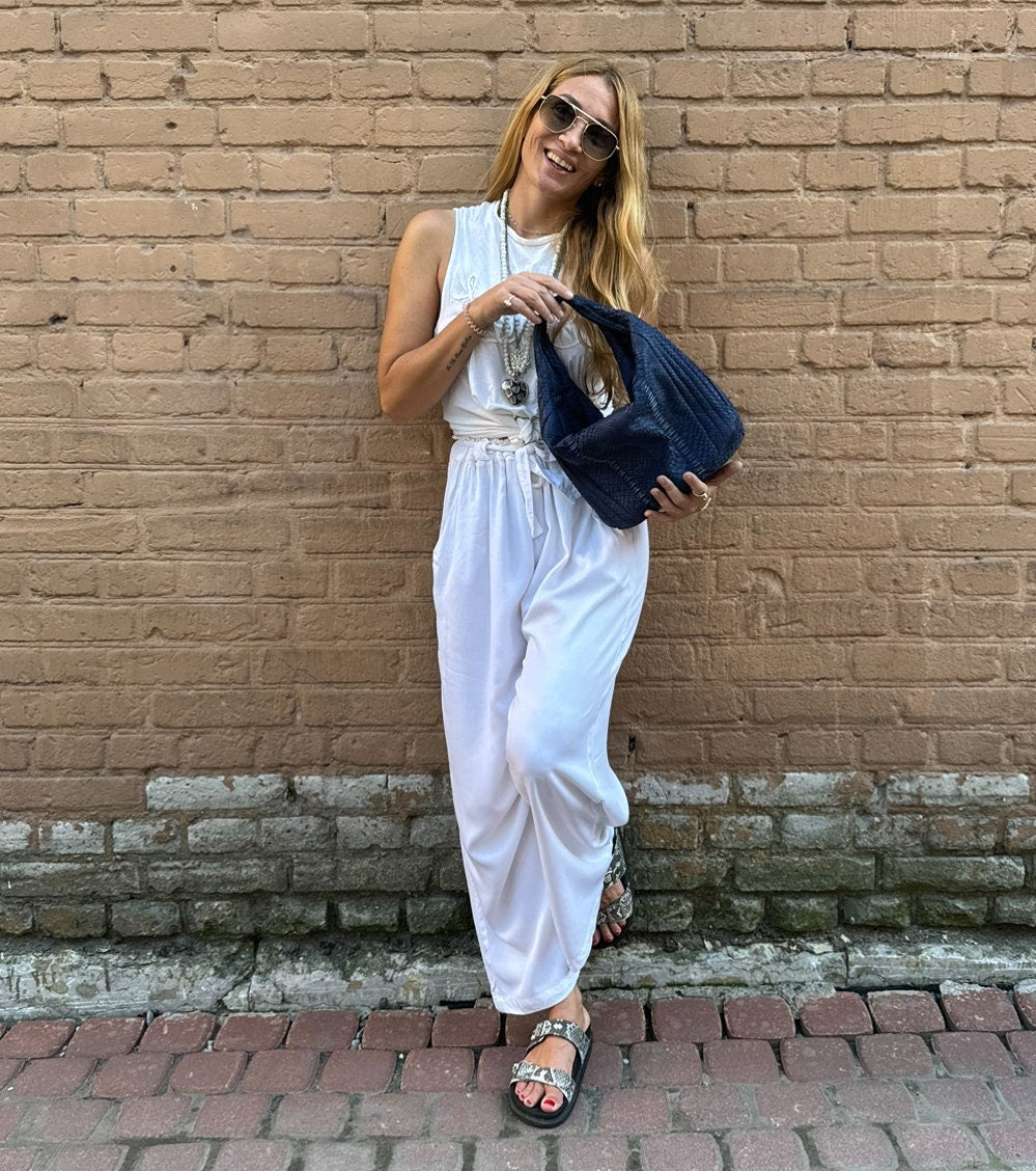 Medium Soft Hobo Python Skin Stitched Bag — Jeans