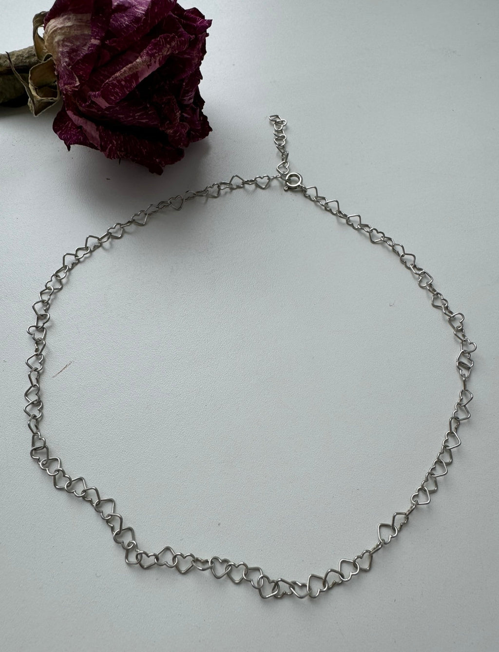 Sterling Silver Heart Choker Necklace