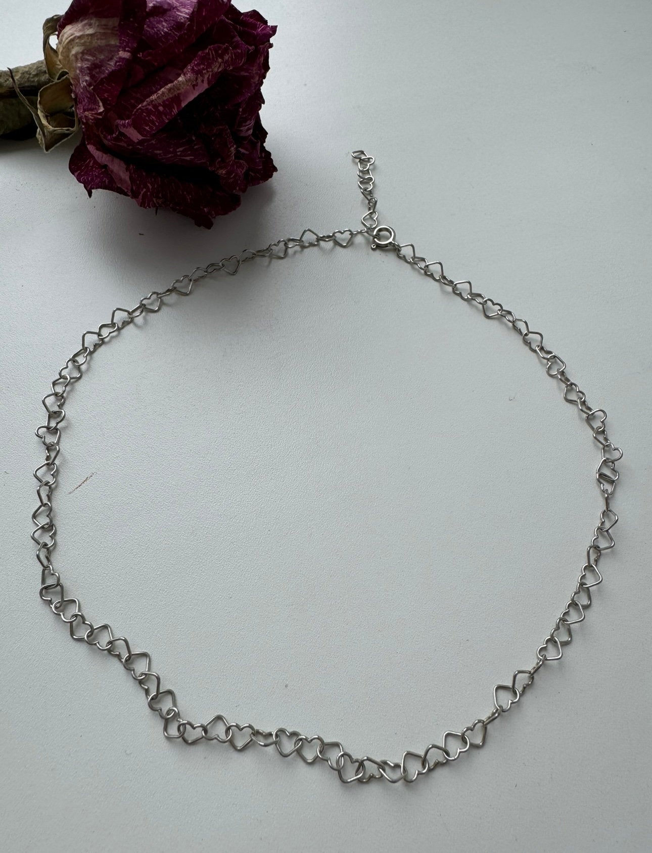 Sterling Silver Heart Choker Necklace