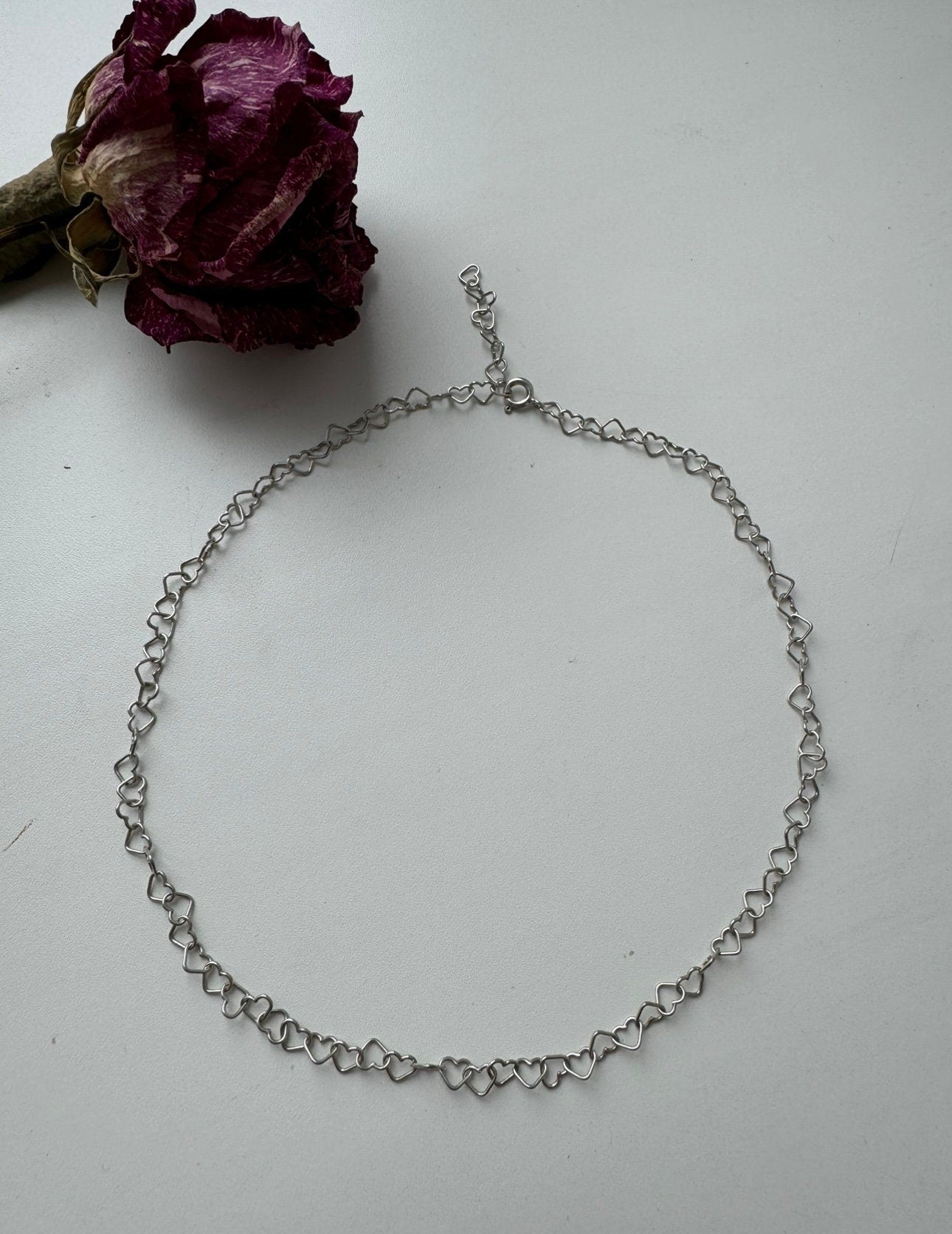 Sterling Silver Heart Choker Necklace