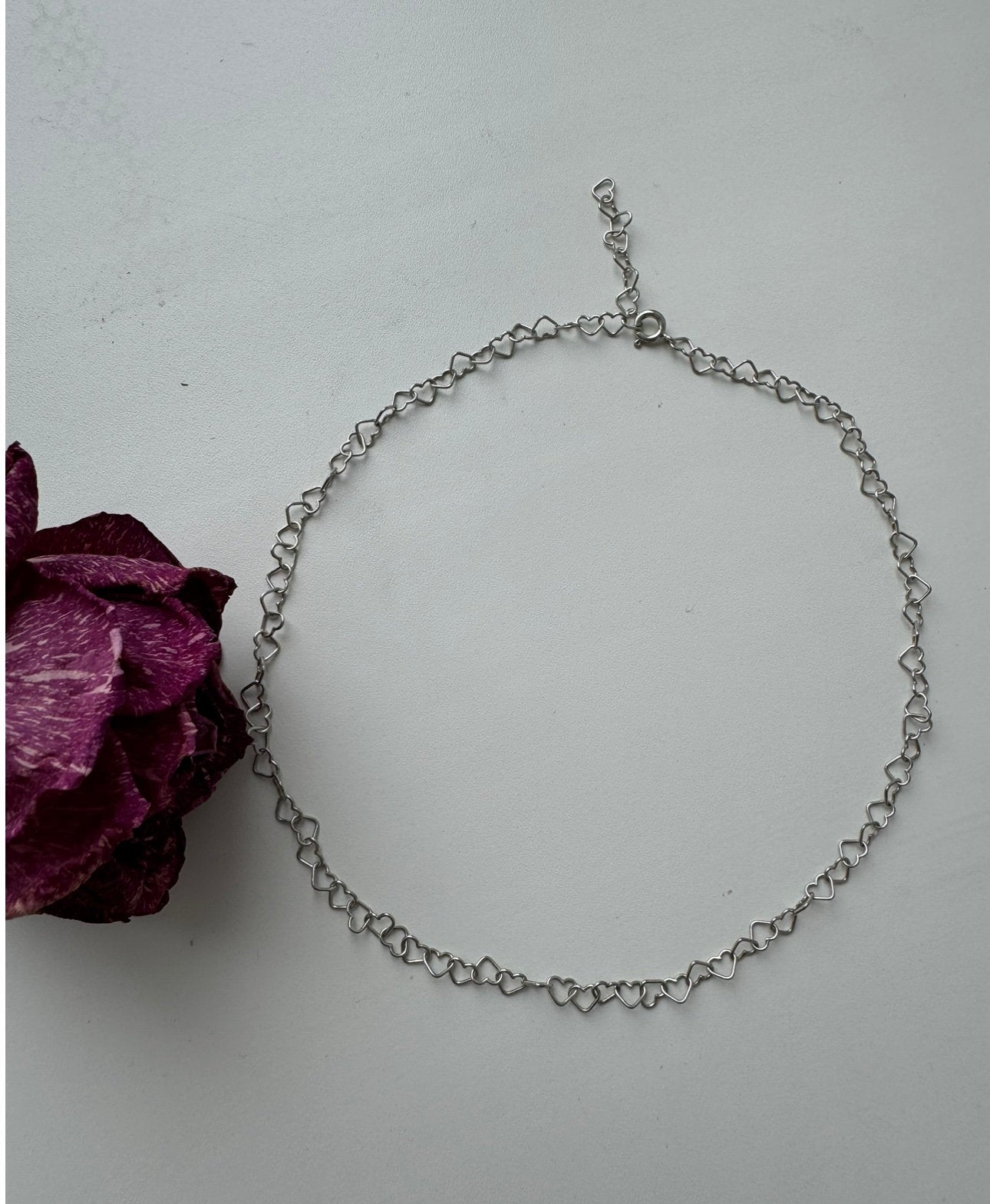 Sterling Silver Heart Choker Necklace