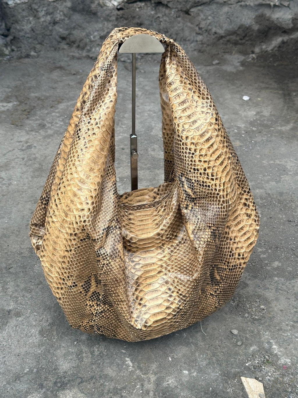 Big Soft Hobo Classy Sport Woman Bag | Purse Genuine Python Skin | Python Skin Products | Beige Big Elegant Leather Designer Soft Bag Snake