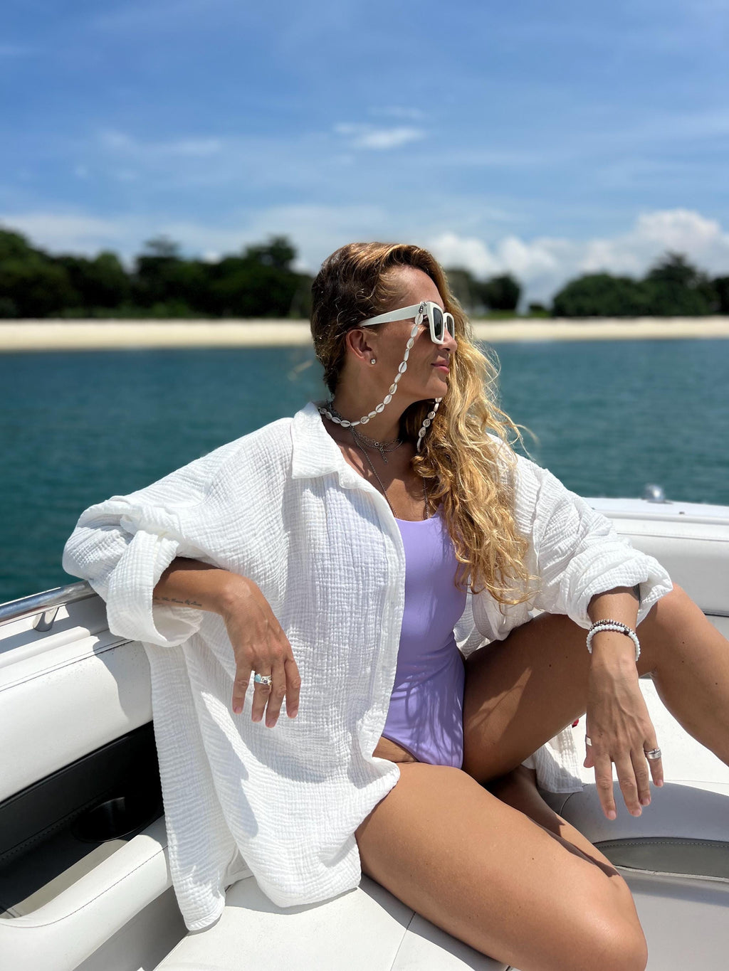 Oversized Muslin Cotton Shirt — White