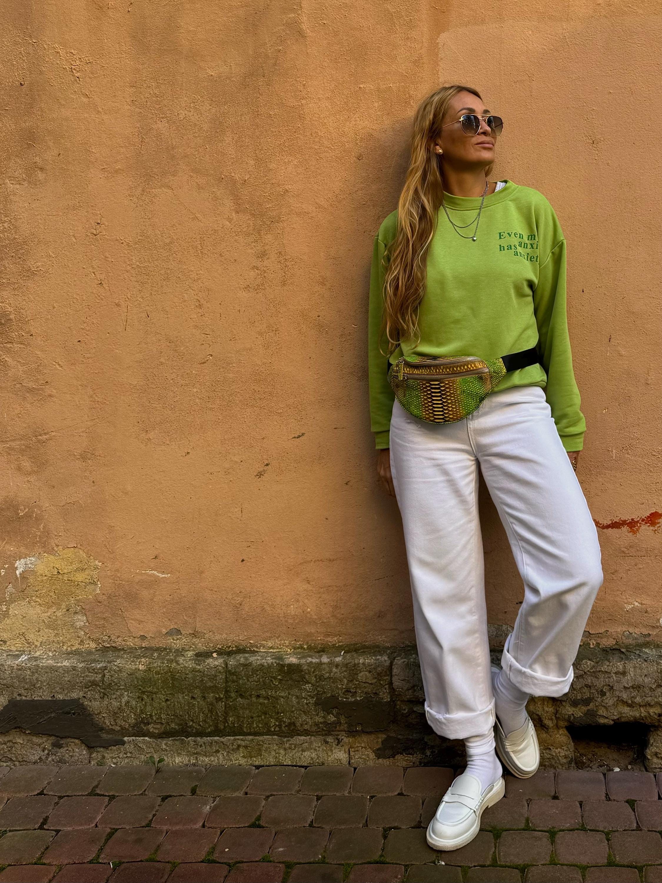 Genuine Python Skin Fanny Pack Yellow  Green Milticolor  | Leather Belt Bag| Unisex Fanny Pack | Exotic Leather Bags | Real Snake Bag