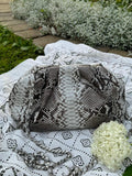 Genuine Python Skin Pouch Bag — Grey Natural