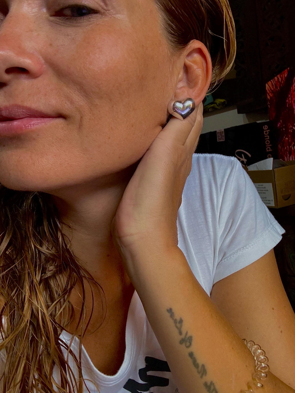 Sterling Silver Heart Stud Earrings