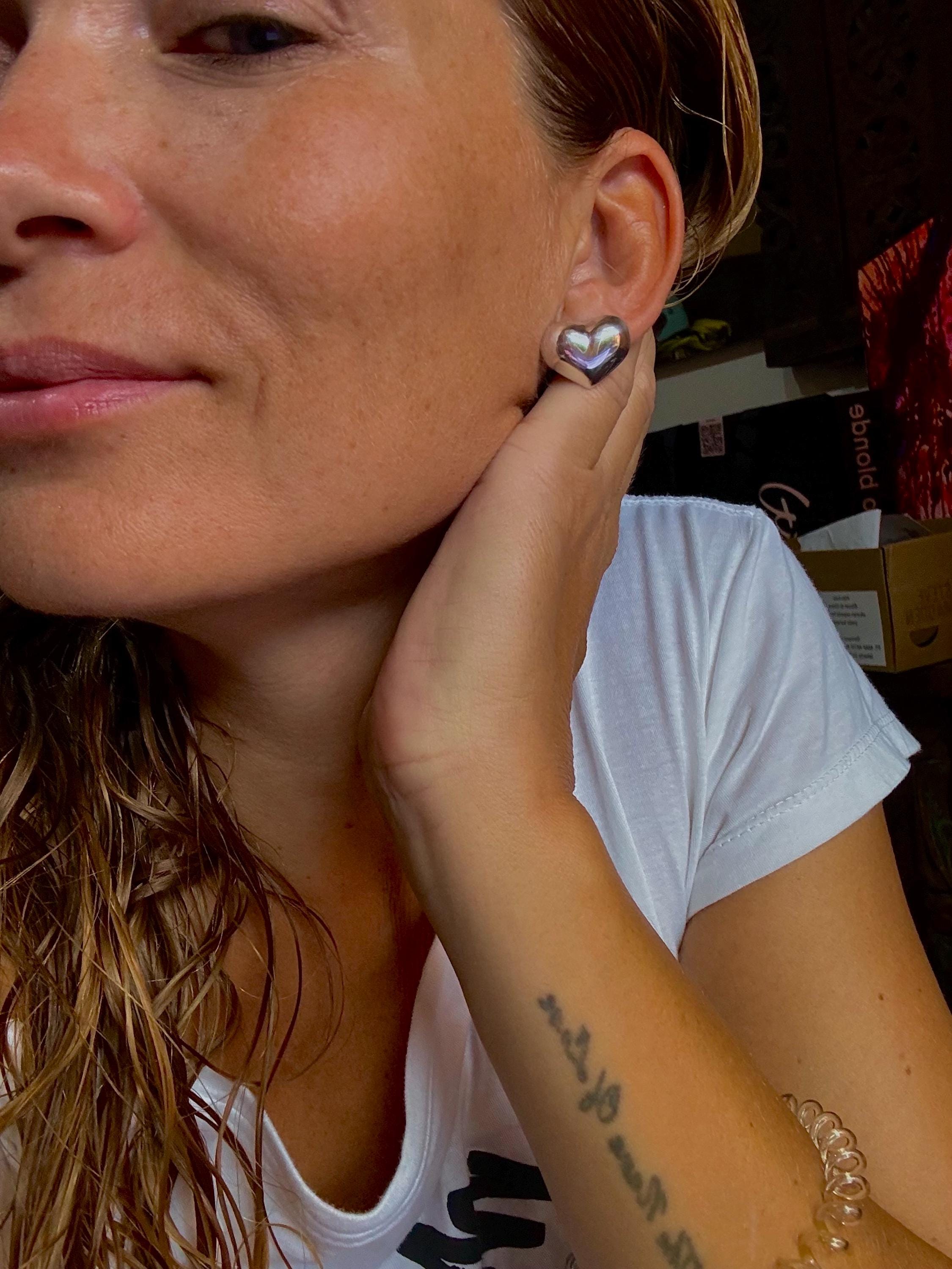 Sterling Silver Heart Stud Earrings