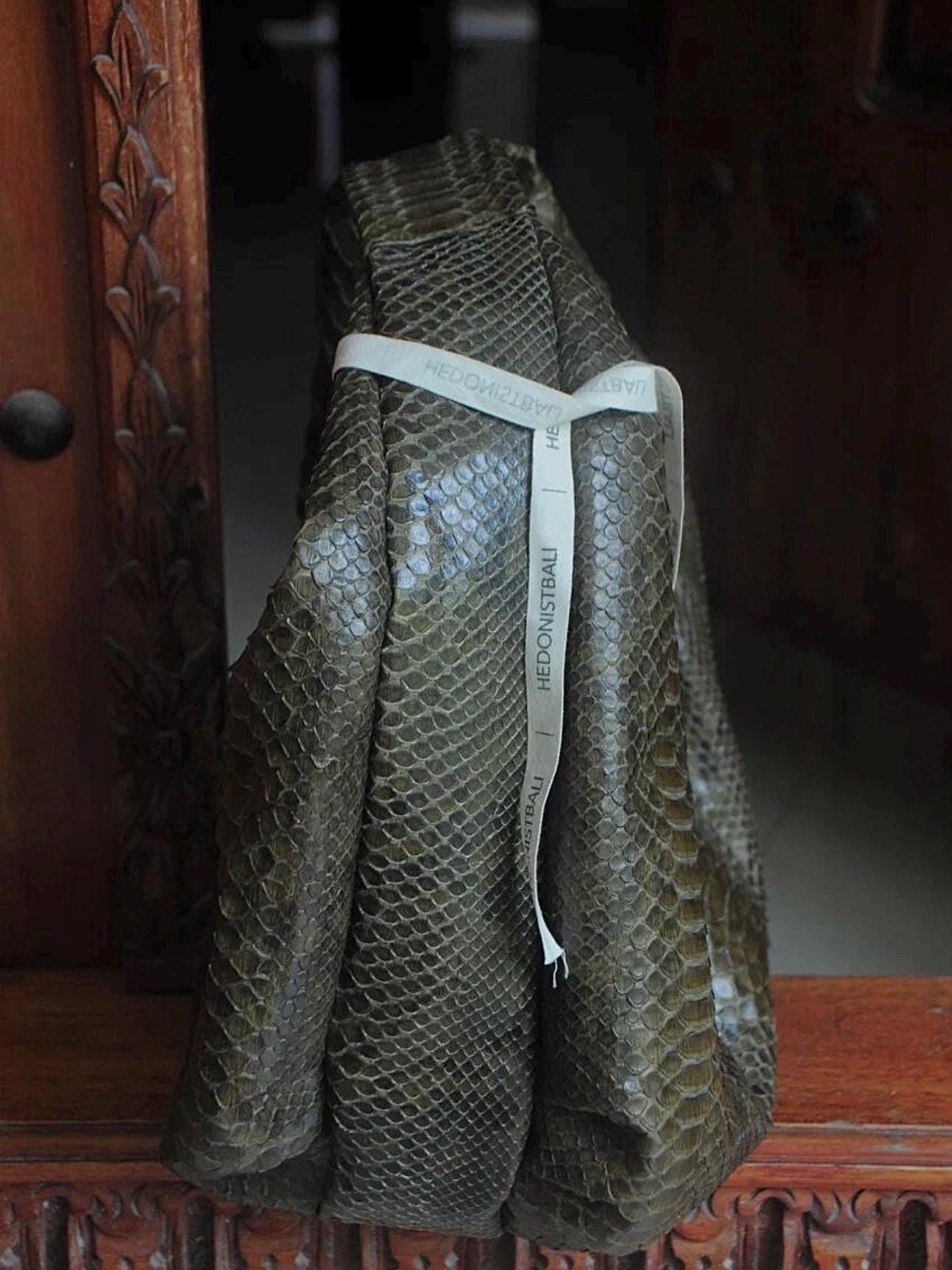 Medium Soft Hobo Python Skin Bag — Khaki