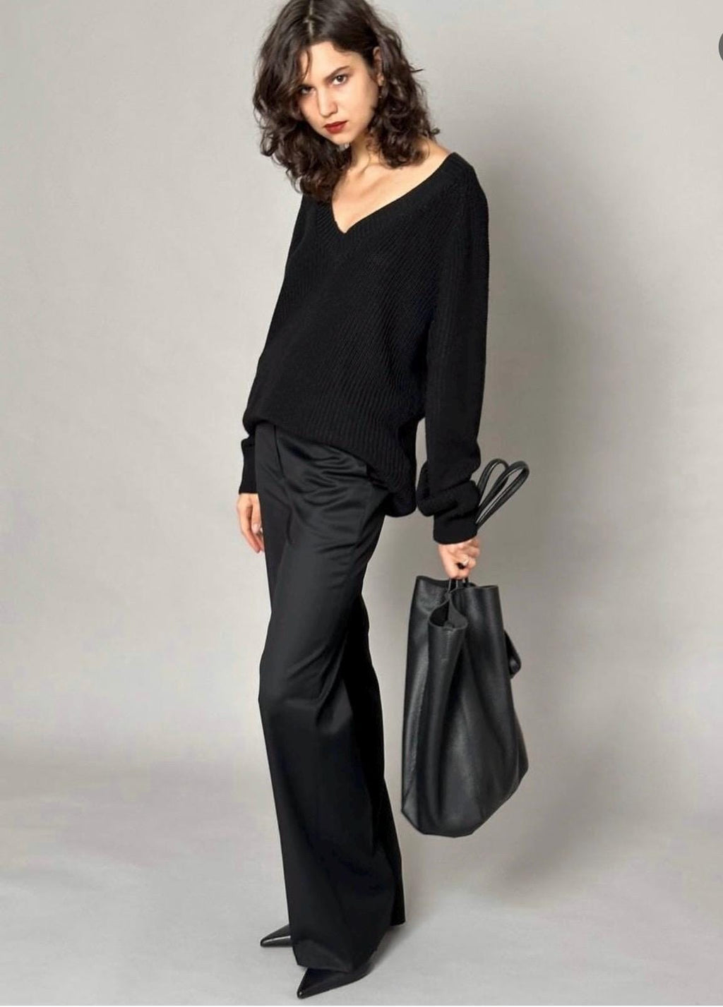 Genuine Leather Tote Bag — Black