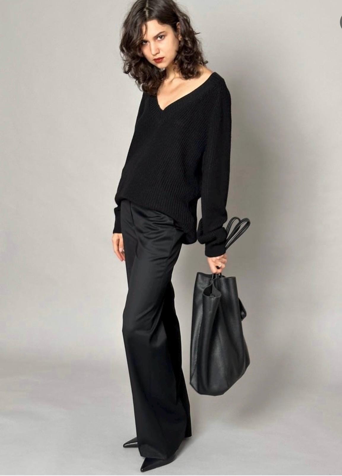 Genuine Leather Tote Bag — Black