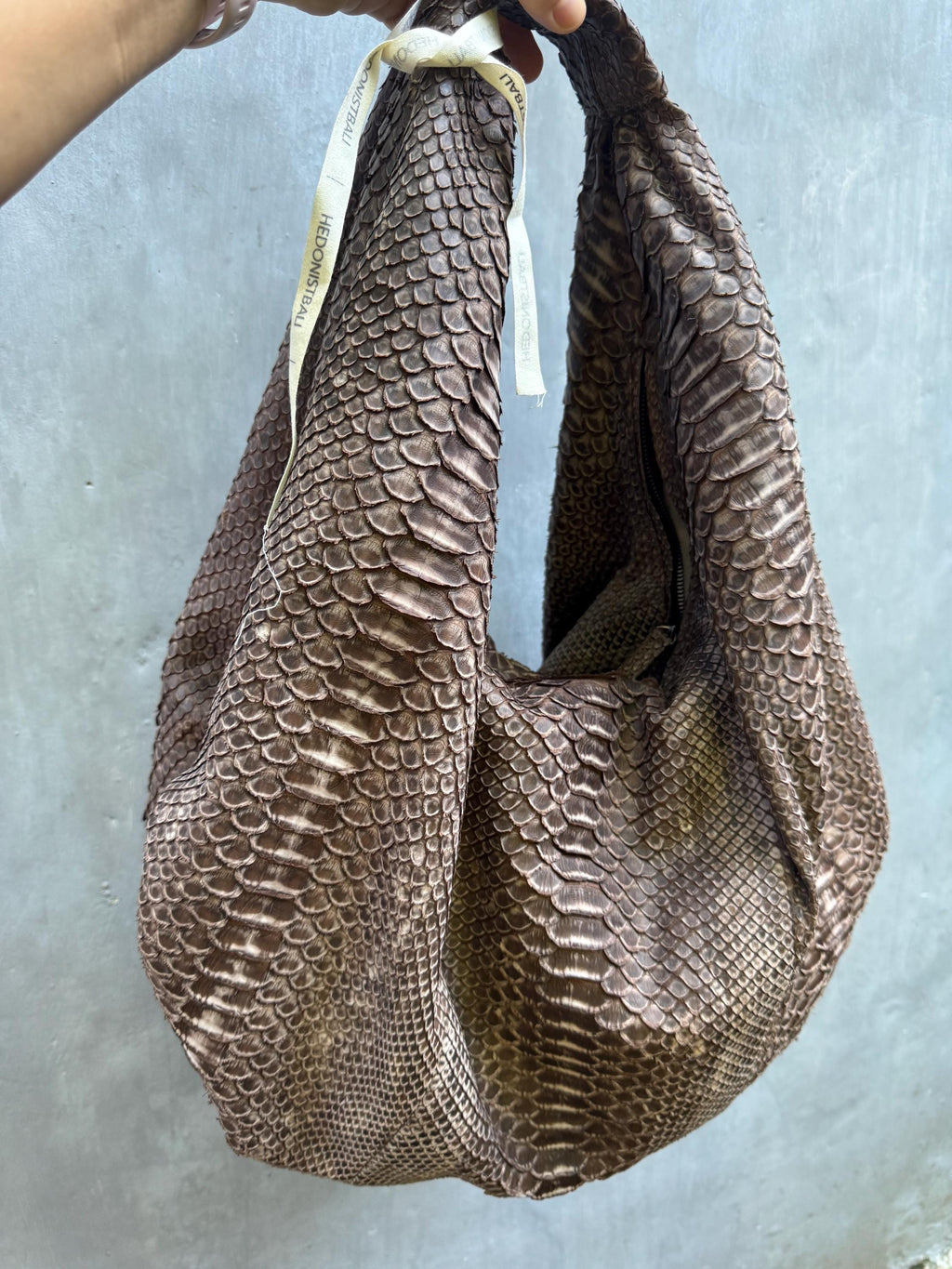 Big Soft Hobo Classy Sport Woman Bag | Purse Genuine Python Skin | Python Skin Products | Brown Big Elegant Leather Designer Soft Bag Snake