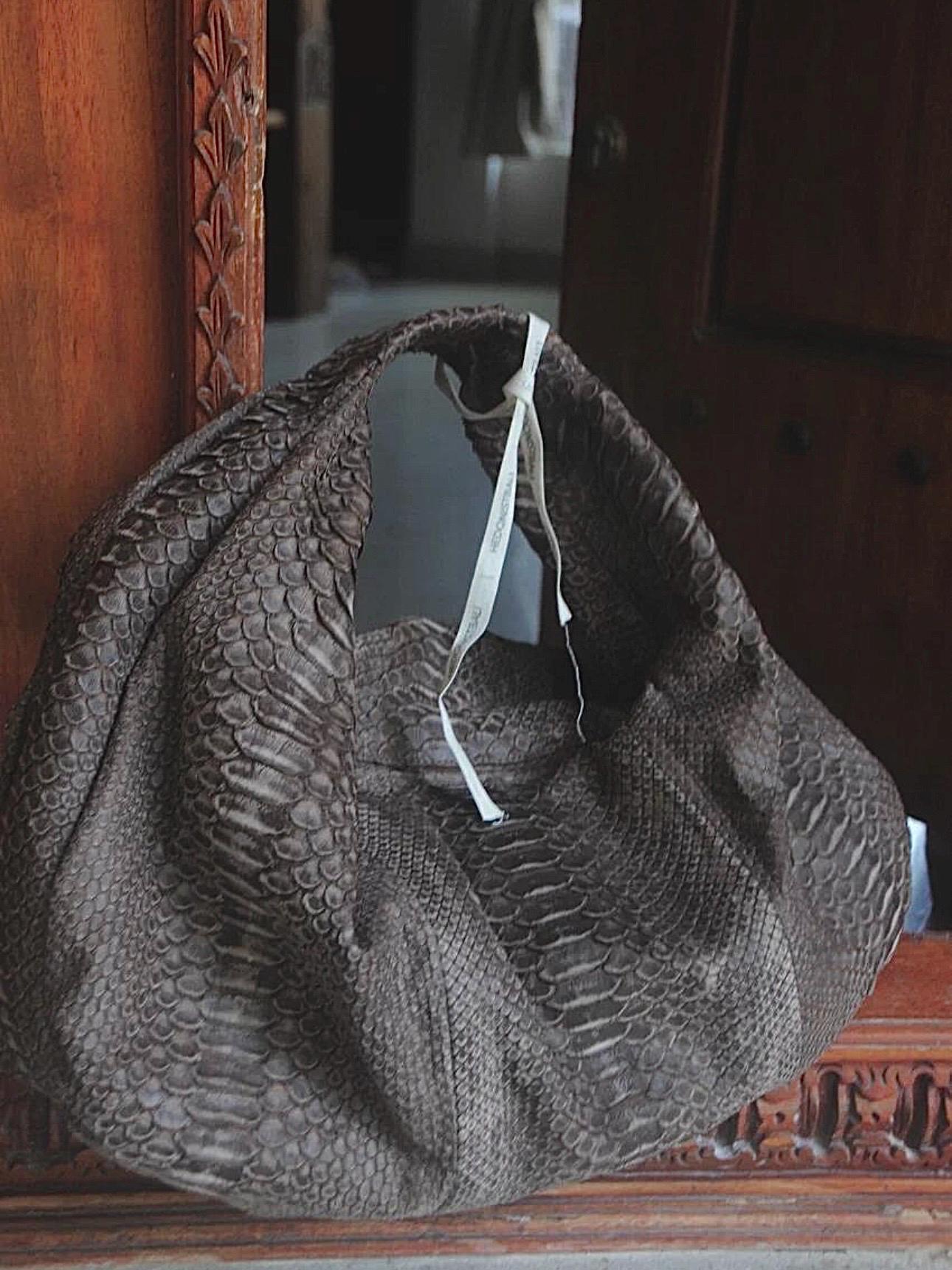 Big Soft Hobo Classy Sport Woman Bag | Purse Genuine Python Skin | Python Skin Products | Brown Big Elegant Leather Designer Soft Bag Snake