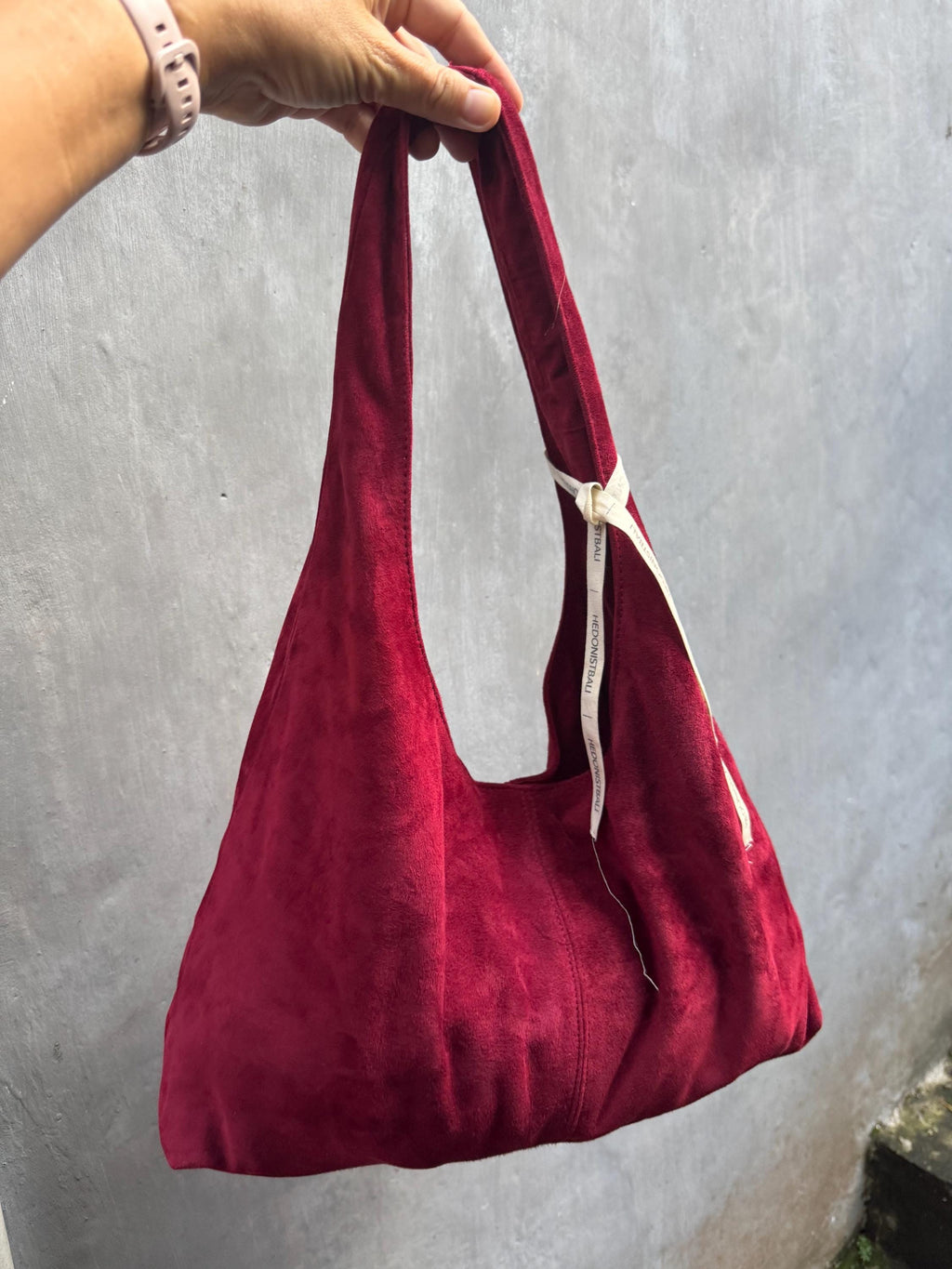 Soft Hobo Suede Lambskin Bag — Burgundy