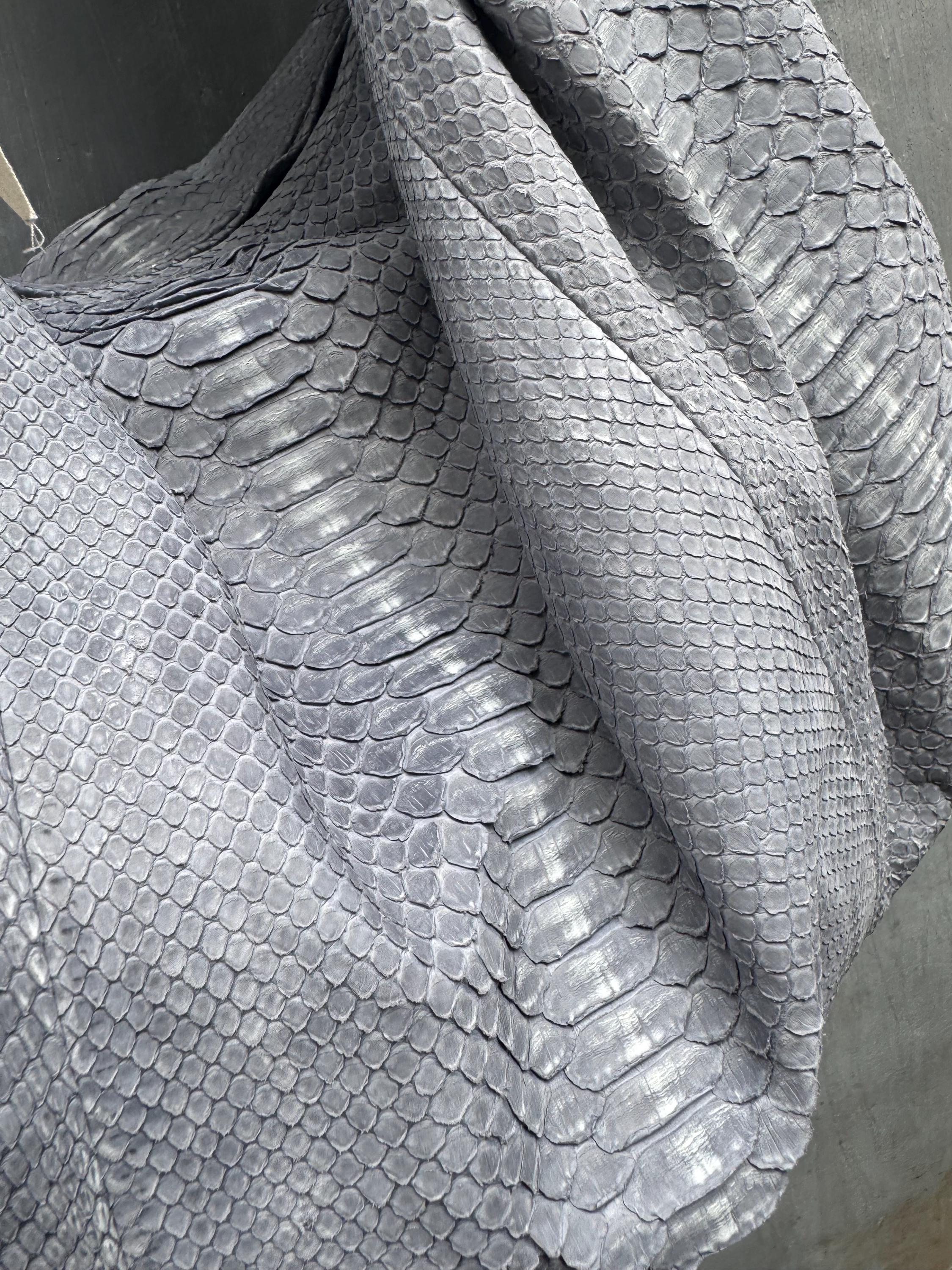 Big Soft Hobo Python Skin Bag — Grey