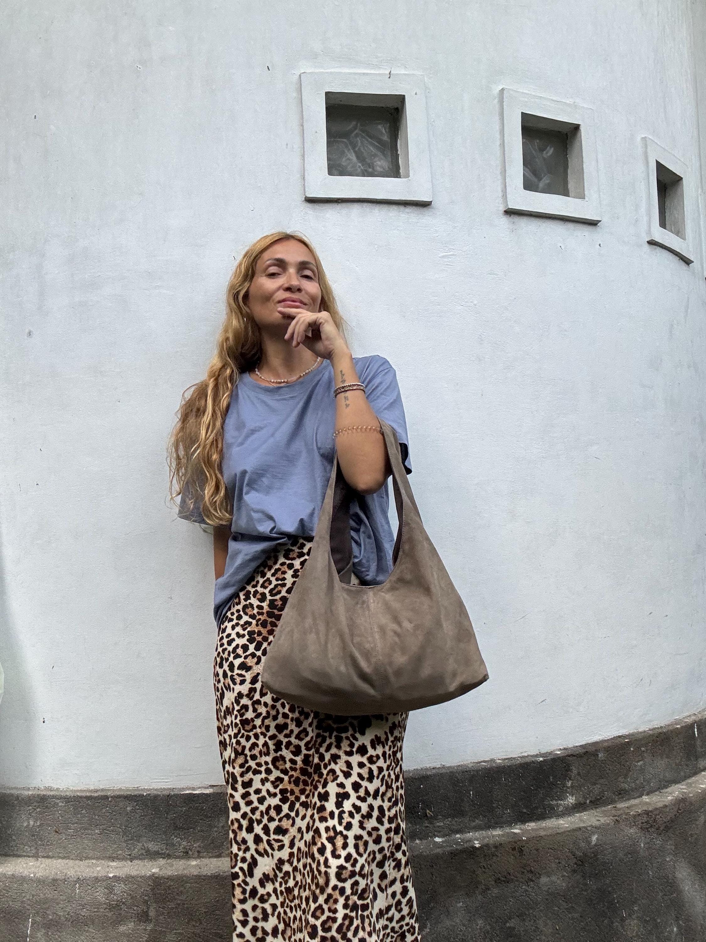 Soft Hobo Suede Lambskin Bag — Gray