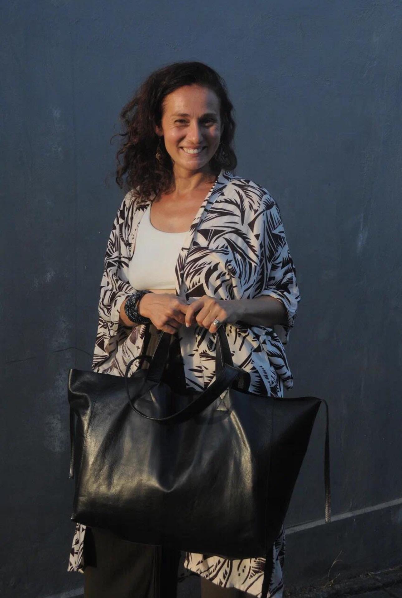 Genuine leather black oversize tote shopper triple handle big bag / everyday purse / handmade bags / designer bags / summer bag /