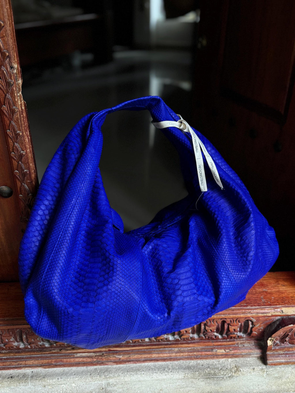 Big Soft Hobo Classy Sport Woman Bag | Purse Genuine Python Skin | Python Skin Products | Blue Big Elegant Leather Designer Soft Bag Snake