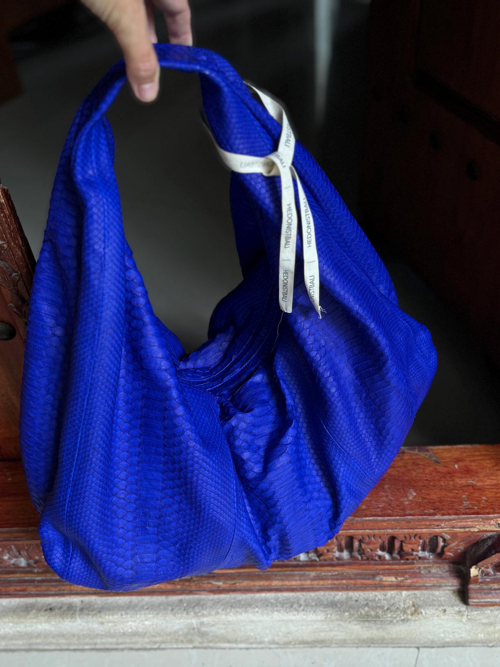 Big Soft Hobo Classy Sport Woman Bag | Purse Genuine Python Skin | Python Skin Products | Blue Big Elegant Leather Designer Soft Bag Snake