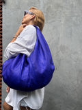 Big Soft Hobo Classy Sport Woman Bag | Purse Genuine Python Skin | Python Skin Products | Blue Big Elegant Leather Designer Soft Bag Snake