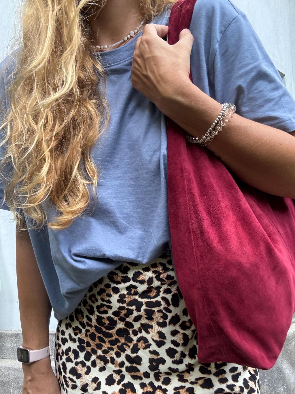Soft Hobo Suede Lambskin Bag — Burgundy