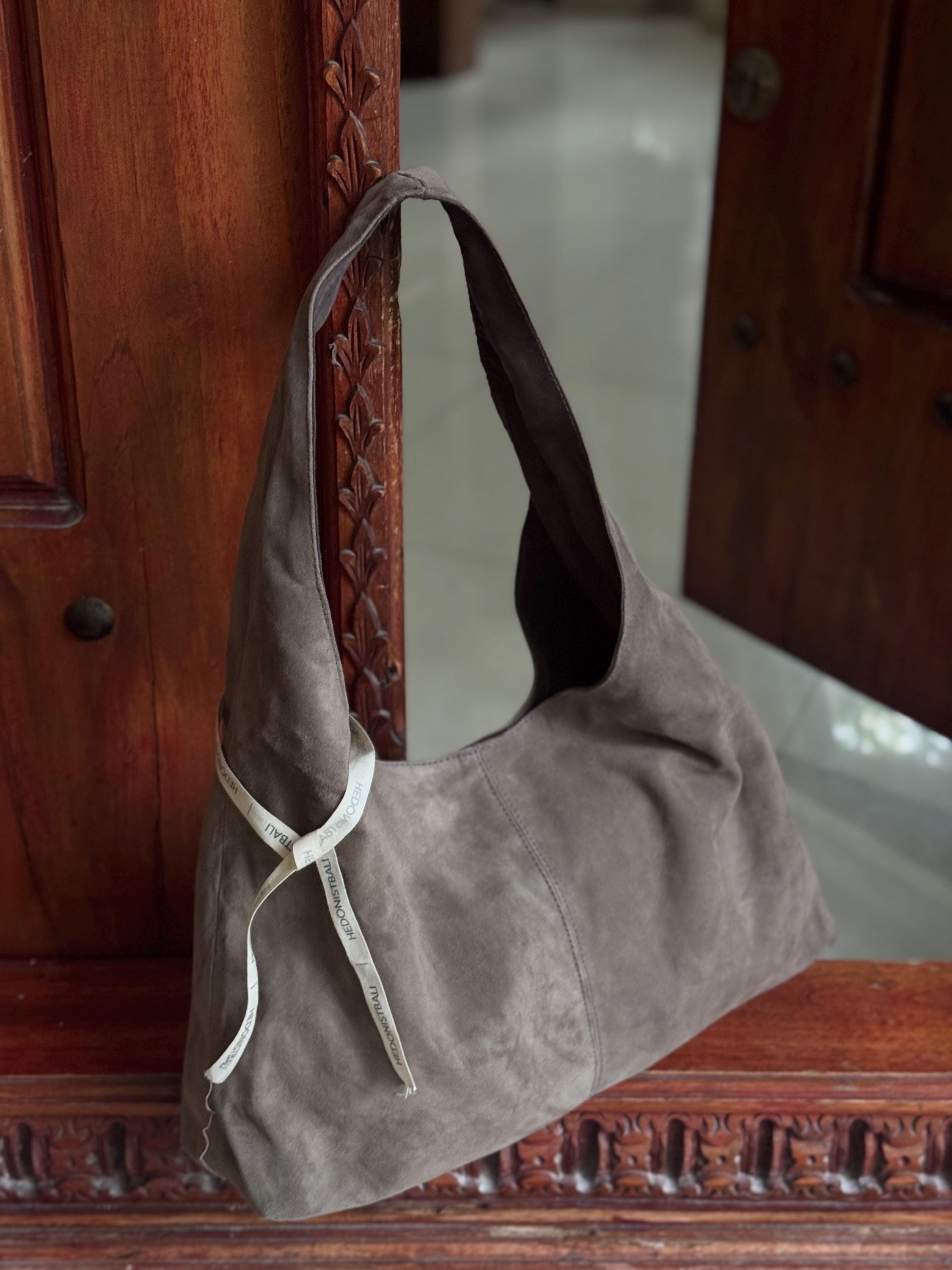 Soft Hobo Suede Lambskin Bag — Gray
