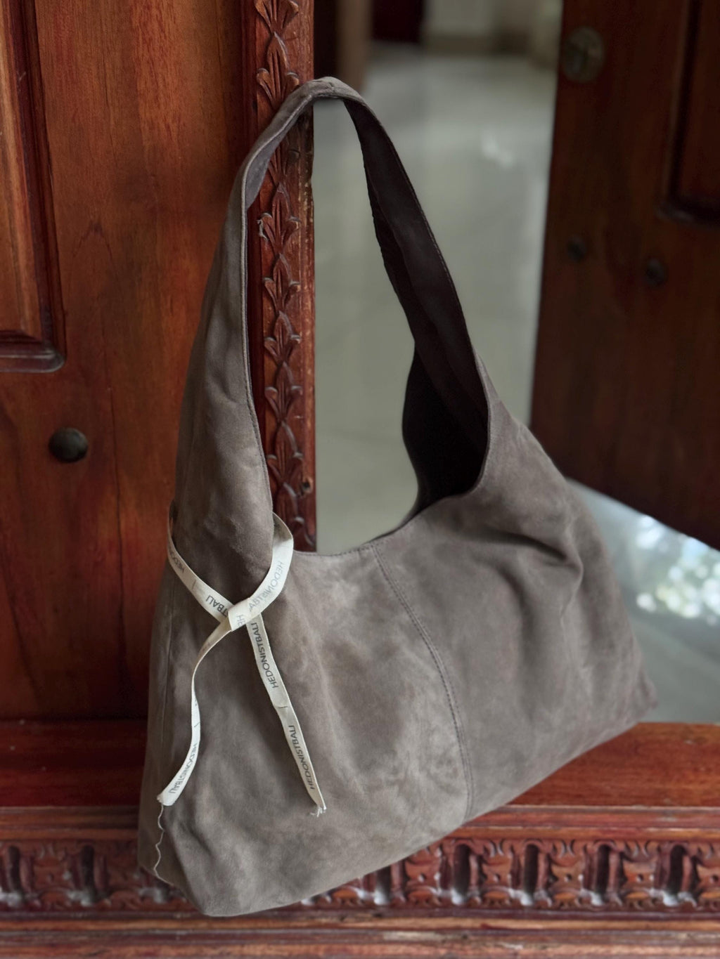 Soft Hobo Suede Lambskin Bag — Gray