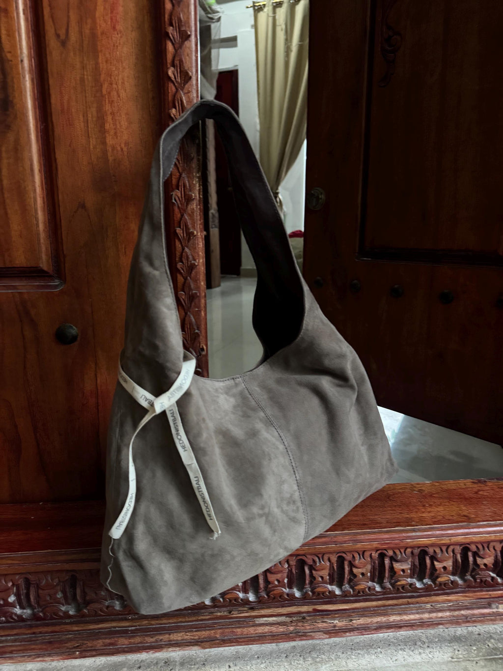 Soft Hobo Suede Lambskin Bag — Gray