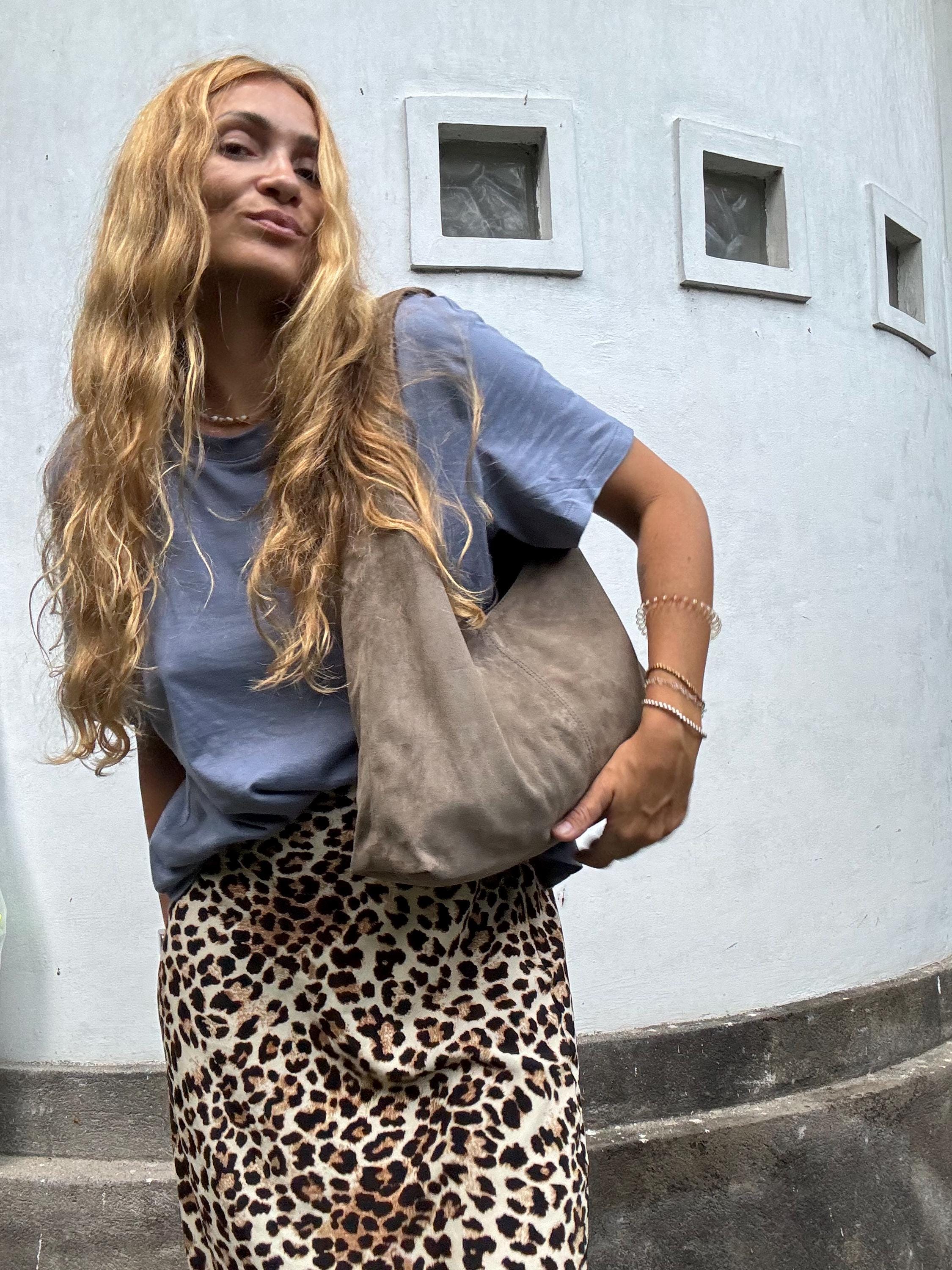 Soft Hobo Suede Lambskin Bag — Gray