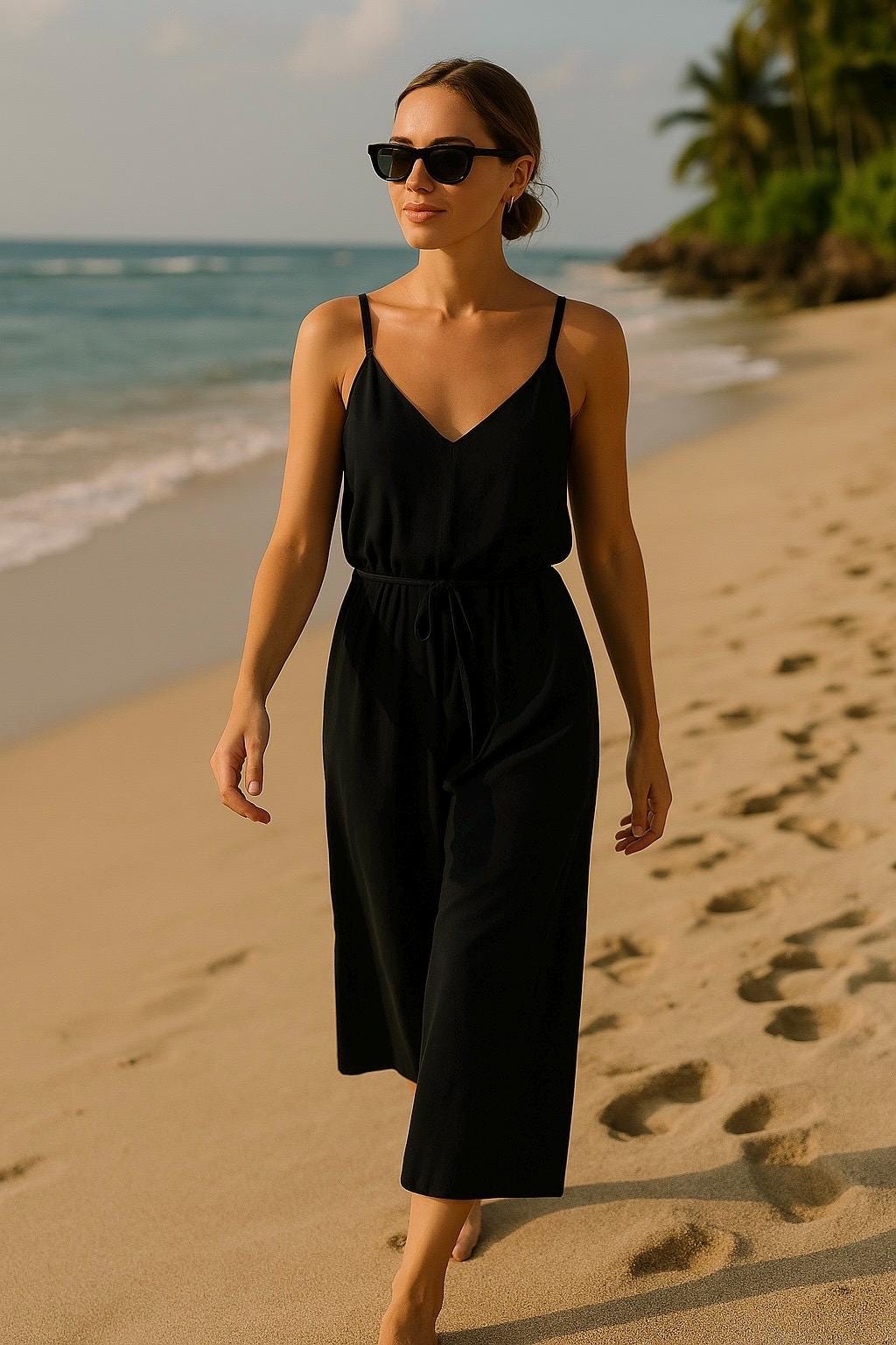 Black jumpsuit woman classy comfy casual summer, jumsuit women summer, romper black, playsuit woman summer black, overall black woman summer