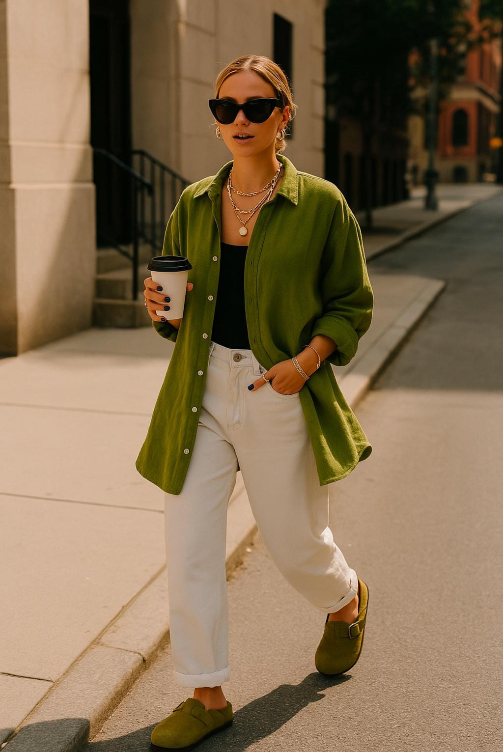 Oversized Khaki Linen Shirt MALDI
