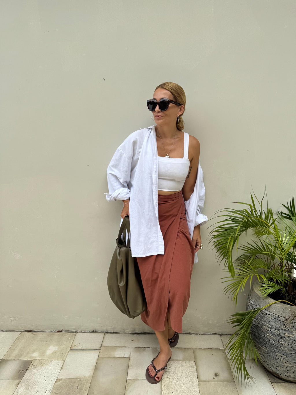 Terracotta Linen Wrap Skirt VERA, Adjustable Waist Midi Linen Skirt, Minimalist Summer Skirt, Handmade Linen Clothing, Cocoon Shape Skirt