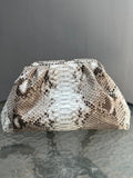 Genuine Python Skin Pouch Bag — Grey Natural