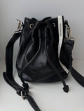 Genuine Leather Bucket Bag — Black