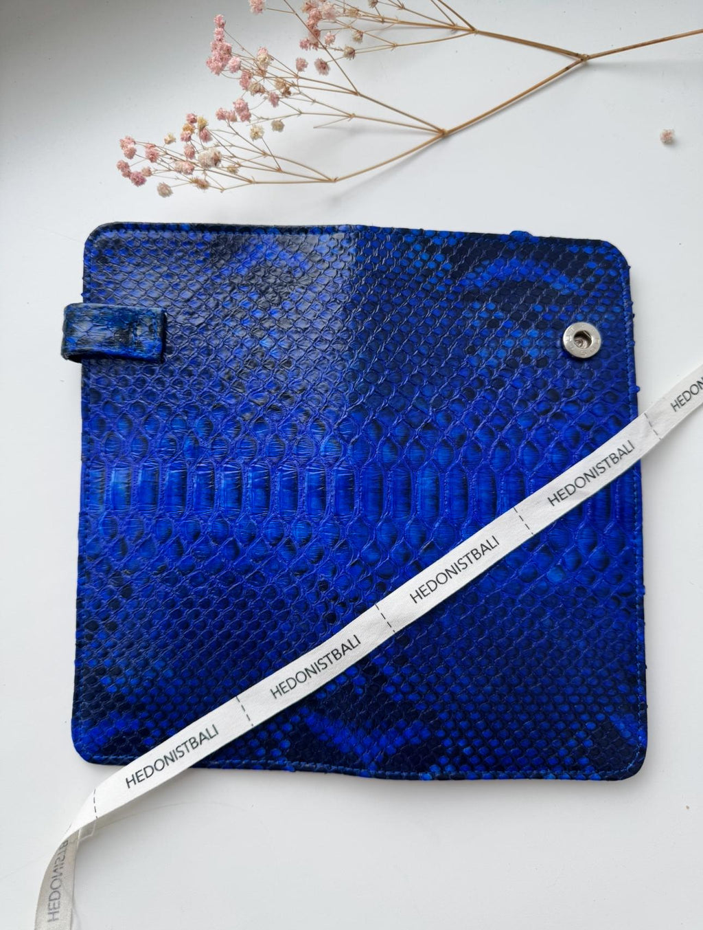 Genuine python skin flat unisex blue document travel organizer/ exotic leather wallet / gift idea