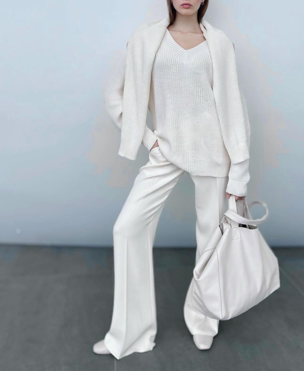 Genuine leather white oversize tote shopper triple handle big bag / everyday purse / handmade bags / designer bags / summer bag /