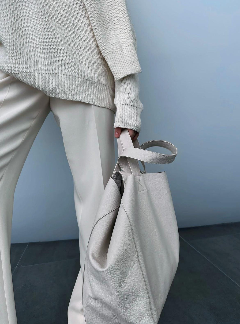 Genuine leather white oversize tote shopper triple handle big bag / everyday purse / handmade bags / designer bags / summer bag /