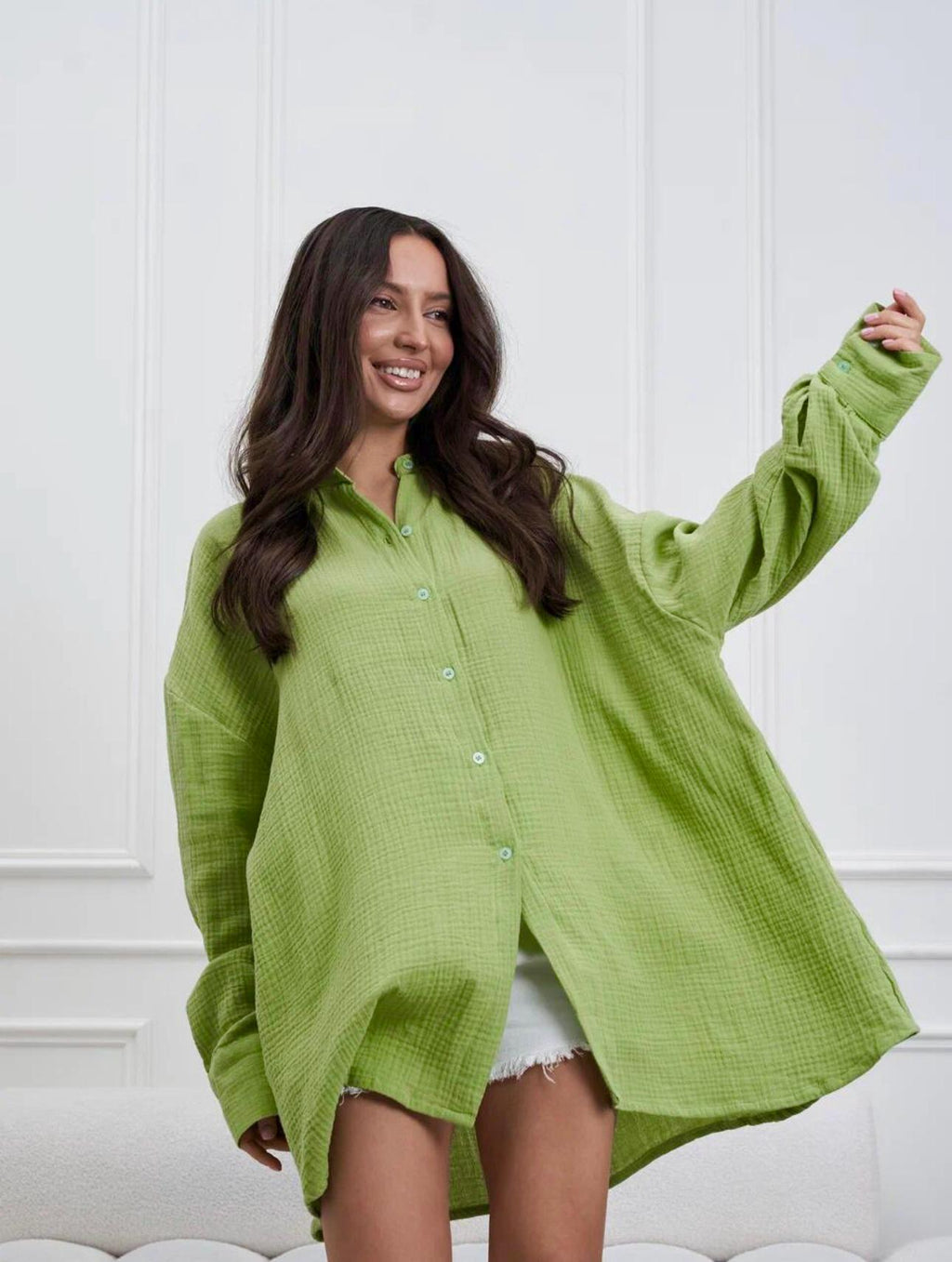 Oversized Muslin Shirt MALDI — Light Green
