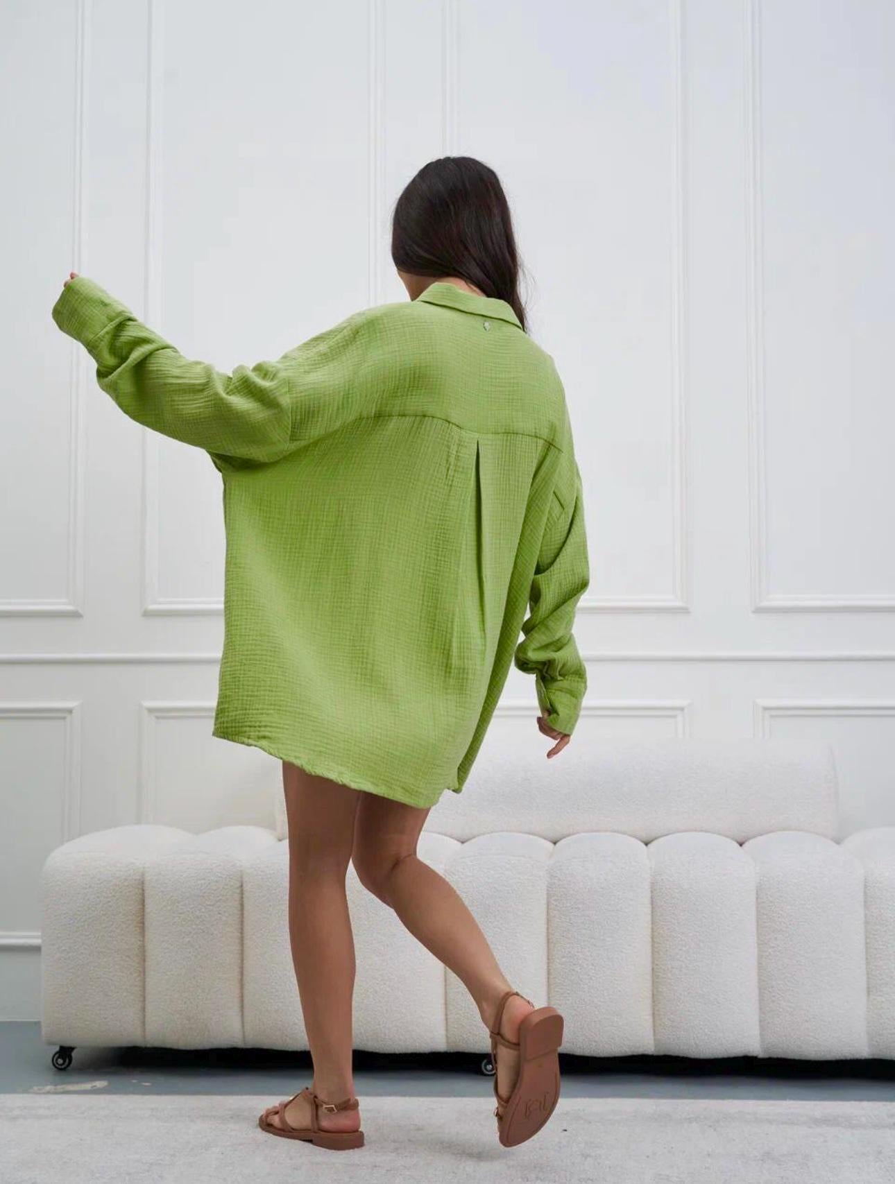 Oversized Muslin Shirt MALDI — Light Green