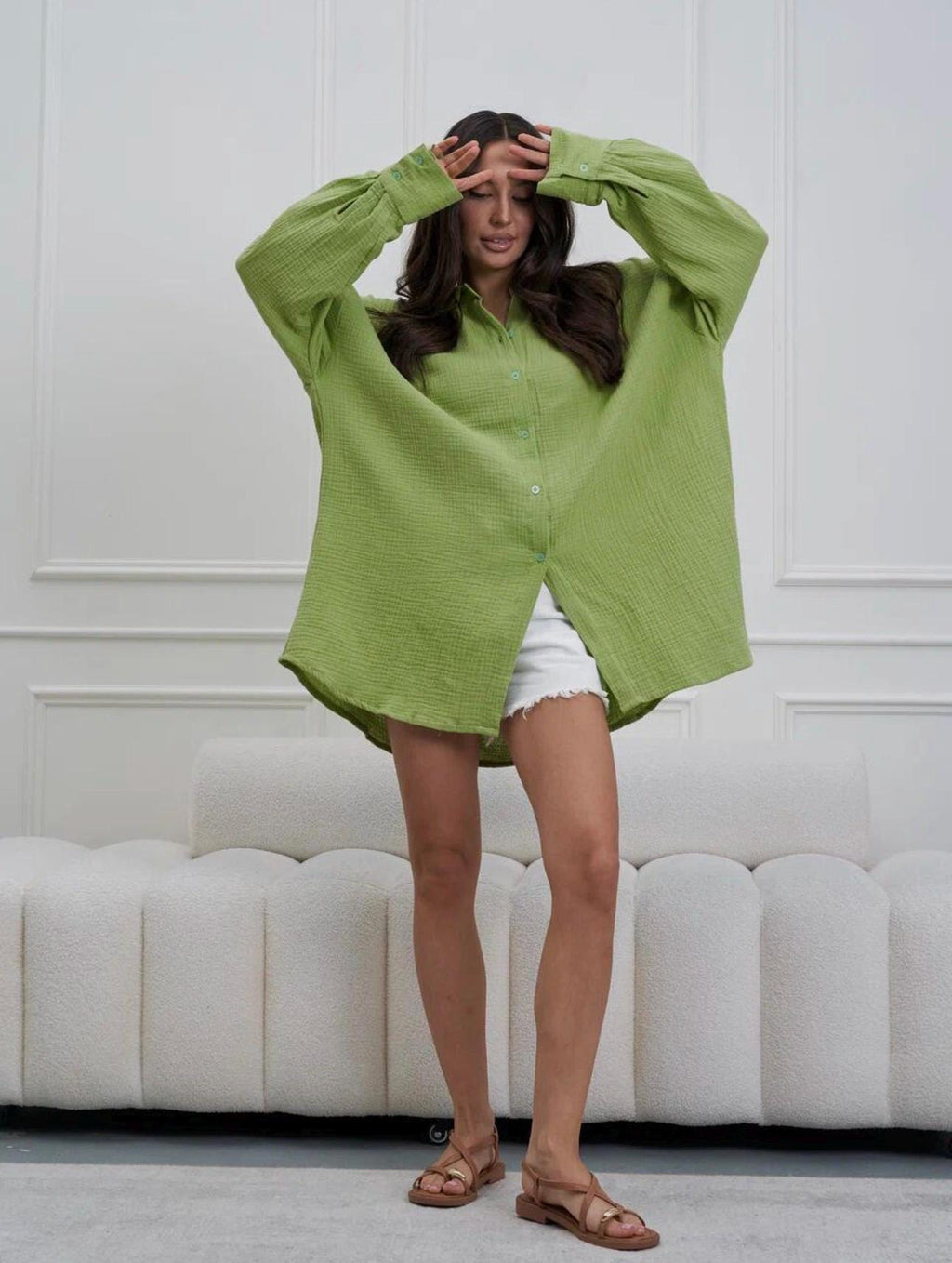 Oversized Muslin Shirt MALDI — Light Green