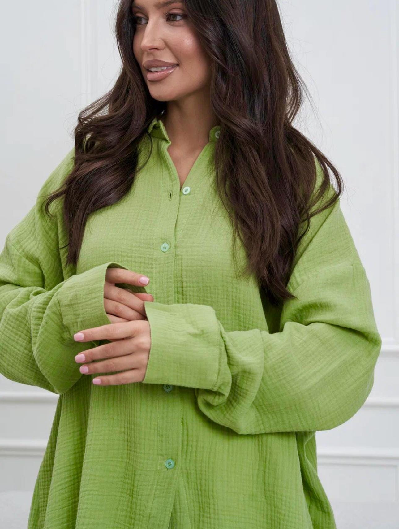 Oversized Muslin Shirt MALDI — Light Green