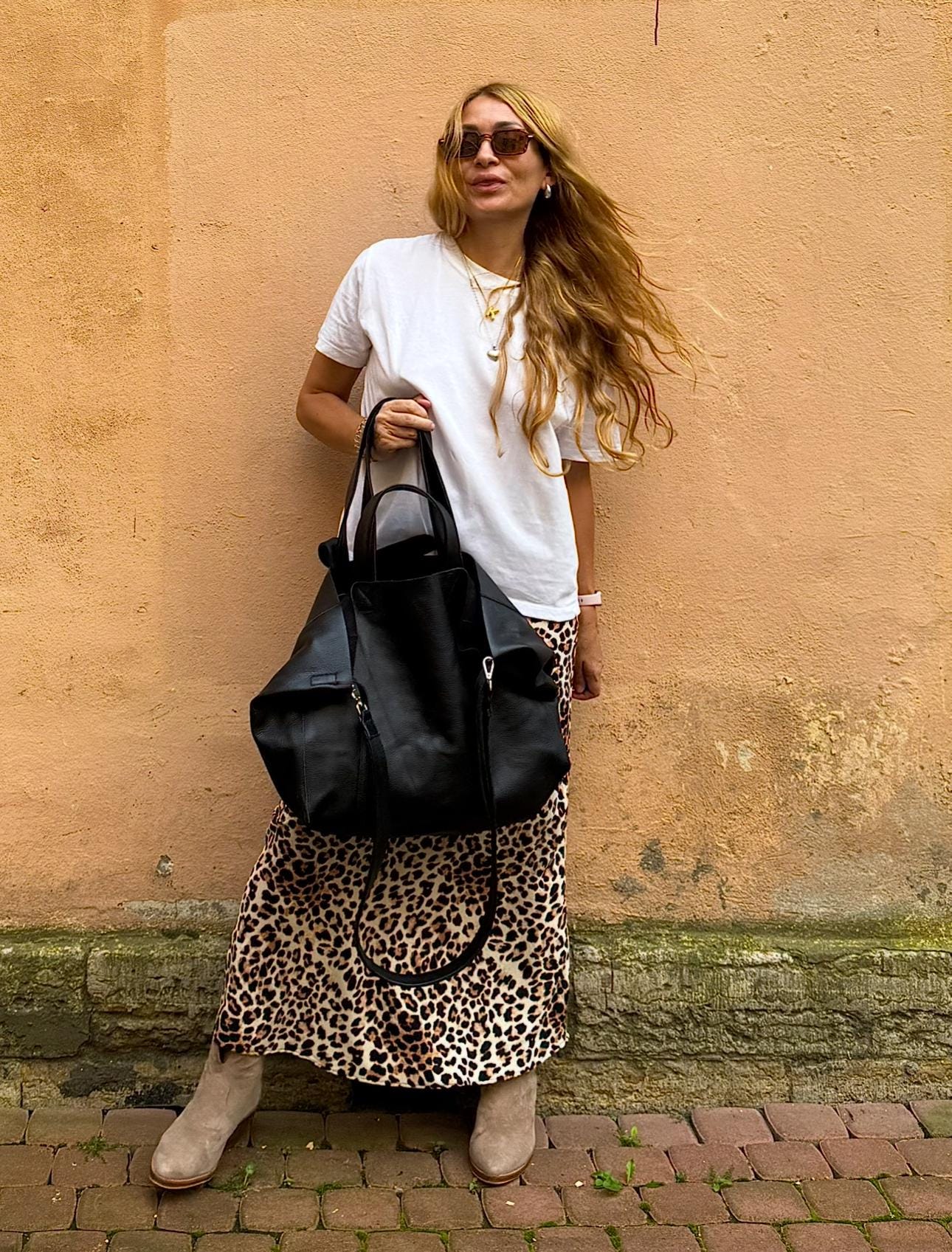 Genuine leather black oversize tote shopper triple handle big bag / everyday purse / handmade bags / designer bags / summer bag /