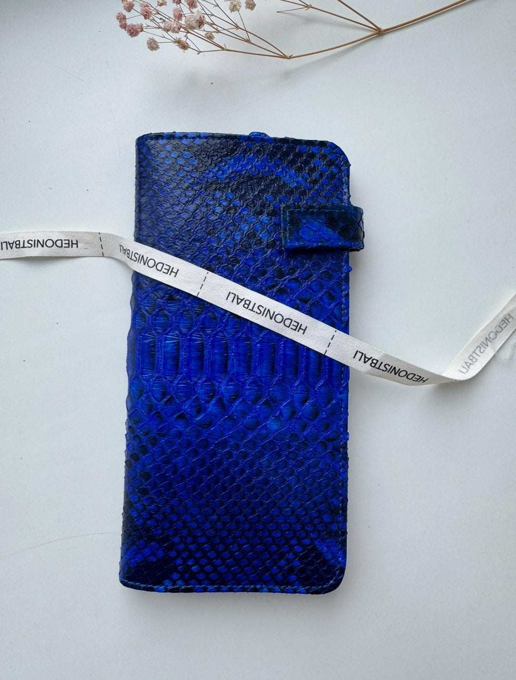 Genuine python skin flat unisex blue document travel organizer/ exotic leather wallet / gift idea