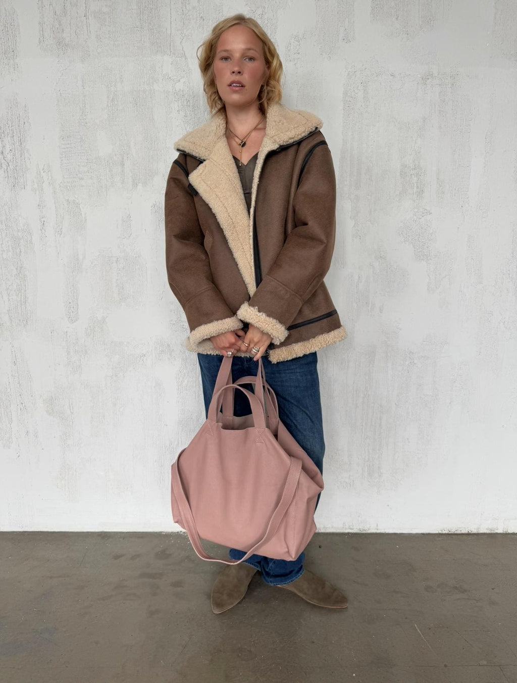 Genuine leather pink oversize tote shopper triple handle big bag / everyday purse / handmade bags / designer bags / summer bag / — Red